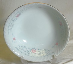 Soup Cereal Bowl Pink Yellow Flowers Swirl Edge - $16.82