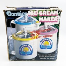 Vintage Donvier Chillfast Hand Cranked Ice Cream Maker 1 Pint Yellow Com... - $29.99