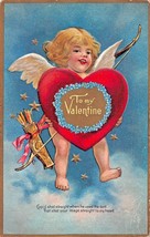 To My VALENTINE-CUPID Shot Straight To My HEART-BOW Quiver ARROWS-GILT Postcard - £4.79 GBP