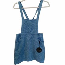 Storia Blue Textured Pinafore Bib Overall Mini Dress Size Small NWT - £37.23 GBP