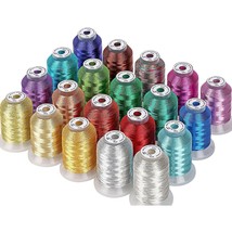 20 Assorted Colors Metallic Embroidery Machine Thread Kit 500M (550Y) Ea... - $47.99
