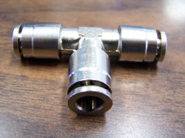 Nickel Plated Fitting T 1/4&quot; push lock for nylon Hose Push To Connect PT... - $13.93 CAD