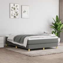 Box Spring Bed Frame Dark Grey 135x190 cm Double Fabric - £57.39 GBP