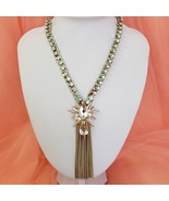 BAUBLEBAR Gold Tone Rhinestone Tassel Pendant Chain Necklace 24&quot; long - $16.95