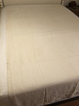 Linen Drapery Panels Lined Creamy White Hidden Tab Top Pair - £48.57 GBP