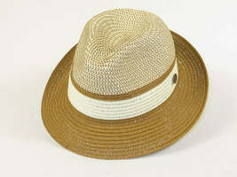 Men's Bently Semi Crushable Fedora Briad Straw Hat Dante DA224 Ivory Cognac image 3