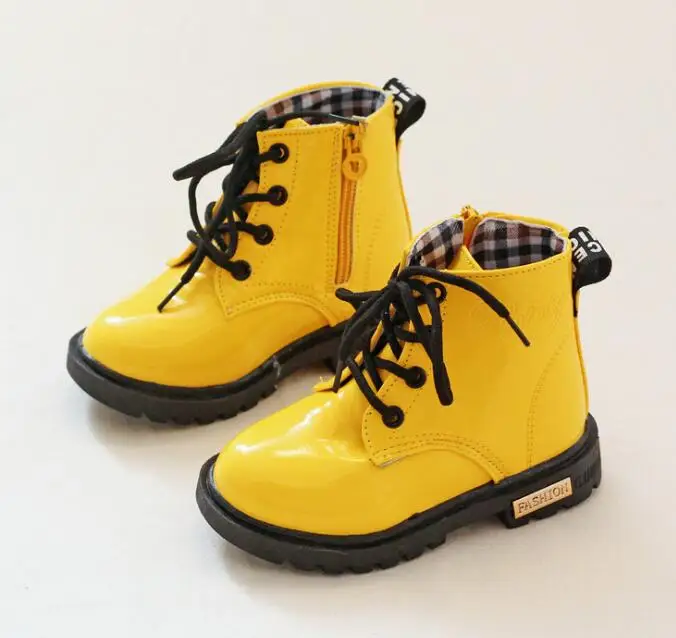 Spring Autumn Patent Leather Children Boots Boys Girls Waterproof Boots Kids Sho - £55.12 GBP