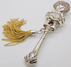 Vintage Italian Handmade Sterling Silver 925 LIFE SIZE Baby Rattle w/t Tassel - $144.05