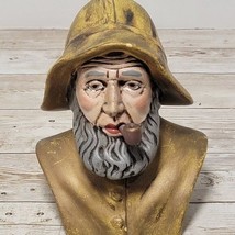 Vintage Atlantic Mold Salty Fisherman Bust Figurine Pipe 5&quot; tall Seaman - $23.26 CAD