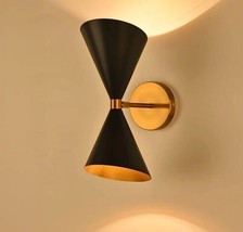 2-Light Wall Sconce Style Matte Black Modern Brass Italian Wall Lamp - £75.81 GBP