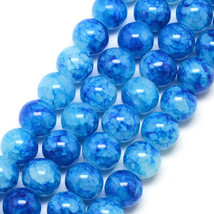 Crackle Glass Beads 8mm Royal Blue Veined Bulk Jewelry Supplies Mix Unique 20pcs - £2.95 GBP