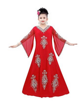 Ramadan Red Dubai Special Style Wedding Kaftan Party Kid Dress Moroccan ... - £48.38 GBP