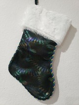 STUNNING Blue Purple Peacock Iridescent Christmas Stocking 19&quot; NEW - £19.77 GBP