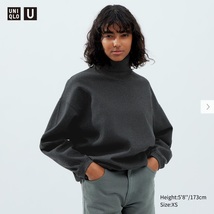 Uniqlo U Brushed Jersey Turtleneck Long-Sleeve T-Shirt Dark Gray XXS - $39.90