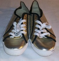 Bebe Sport Sneaker Dacia Womens Tennis Sneakers Shoes Gold Black Metalli... - $28.42