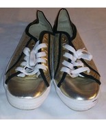 Bebe Sport Sneaker Dacia Womens Tennis Sneakers Shoes Gold Black Metalli... - $27.16