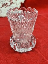 Vintage Crystal Toothpick Holder Sawtooth Trim Diamond Pineapple Cut - $6.44