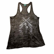 Cowgirl Hardware Black Tank Top Shirt Size L Waffle Knit Guns Roses Rhin... - $12.53