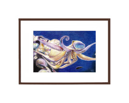 Original Bright Octopus Drawing Colored Pencils Home Decor Art sea ​​lif... - $192.00