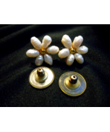 Freshwater Pearl Flower Petal Star Shape Stud Earrings Gold Plate Settin... - £31.32 GBP