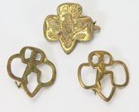 Vintage Girl Scout Trefoil Lapel Pin Gold Eagle Four Stars &amp; 2 Brownie Pins - $18.61