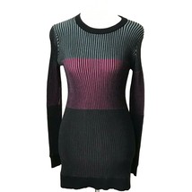 WORTH Sweater Womens Size Small Ribbed Long Black Pink Green 100% Wool   - $441.75 MXN