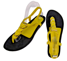 Unique Yellow Enamel Embellished Medallions Flat Thong Sandals US Size 8... - £8.24 GBP