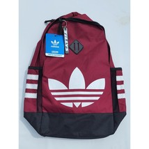 Adidas Originals Trefoil Backpack Burgundy Side Pockets School/Gym - $34.97