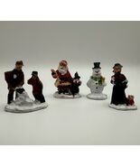 Vintage-Style Resin Christmas Village Figurines Set of 4 – Santa, Snowman - $9.69