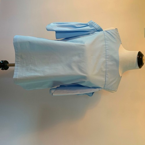 NWOT Iris & Ink Cotton Sky Blue Open Shoulder Blouse SZ US 10/12 Item image 4