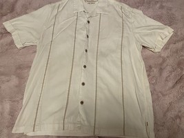 Caribbean Hawaiian Silk Blend Shirt Mens Size Large Short Sleeve - £12.50 GBP