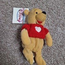 Disney Store Winnie The Pooh with Red Sweater 8&quot; Beanbag Plush New With Tag NWT - £5.07 GBP