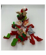 Annalee Mobile Christmas Figurine Lot of 4 Santa Skis Elf Mouse  - $47.36 CAD