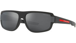 Prada PS 03WS UFK07G Linea Rossa Sunglasses Grey Rubber Grey Mirror Black 66mm - £299.02 GBP
