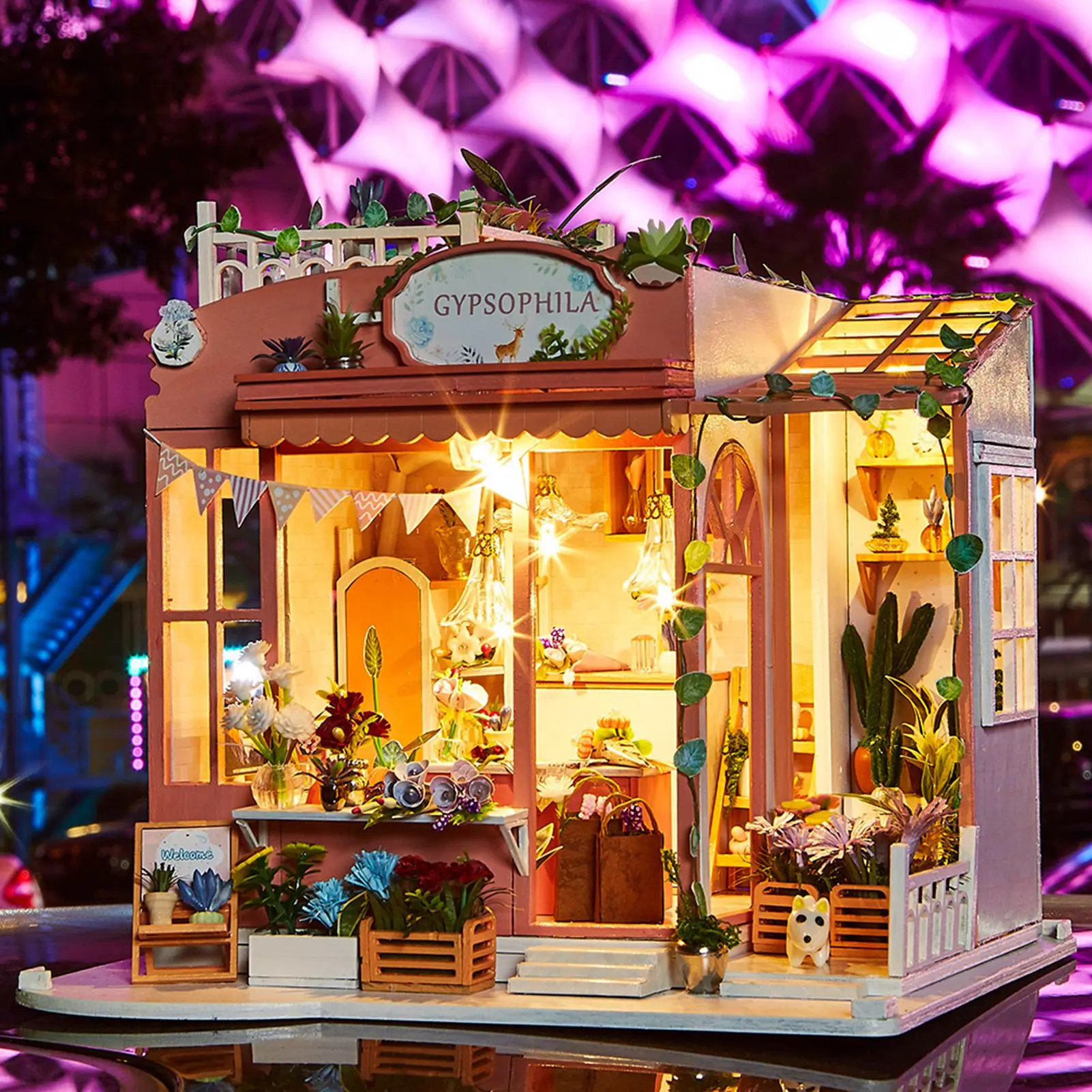 DIY Mini Dollhouse Assembly Kit Garden House Home Craft Model Lighted Miniature - £51.52 GBP
