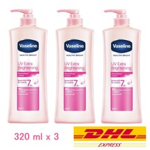 3 x Vaseline Body Lotion Healthy Bright UV Extra Brightening Pink Gluta ... - £42.76 GBP