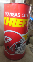 Vintage NFL Kansas City Chiefs Metal Trash Can 19 1/4&quot; Tall - £36.76 GBP