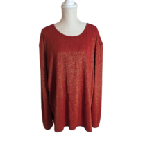 Liz Claiborne Womens Sz 4X Red Gold Shimmer Long Sleeve Pullover Stretch... - $24.74