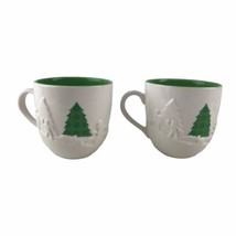 Pair Starbucks 2006 Holiday Christmas 16oz Embossed Trees Sledding Coffe... - £22.13 GBP