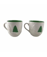 Pair Starbucks 2006 Holiday Christmas 16oz Embossed Trees Sledding Coffe... - £22.03 GBP