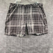 Golf Shorts Reebok Mens Size 46 Gray White Plaid Flat Front Outdoor Sports - $14.55