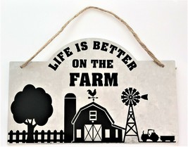 Life Is Better On The Farm Hanging Metal Sign-24 Different Colors 9&quot; x 5.75&quot; - £14.37 GBP
