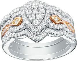 2 Ct Round Cut Diamond Women&#39;s Bridal Set Wedding Ring 14k White Gold Finish - £151.52 GBP