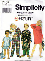 Child&#39;s Pajamas, Robe &amp; Nightshirt Vtg Simplicity Pattern 7407 Sz 5-6-7-8 Uncut - £9.55 GBP