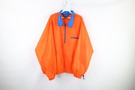 Vtg 90s Lands End Mens XL Blank Half Zip Pullover Windbreaker Jacket Orange USA - £43.48 GBP