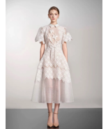 Spring 2024 Elegant Lace Embroidery Hollow 3d Flower Lace-up Turn-down C... - €143,42 EUR