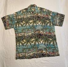 Ron Anderson Kahala Hawaiian Shirt Dogs Palm Trees Mens Large Short Slee... - $29.03