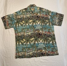 Ron Anderson Kahala Hawaiian Shirt Dogs Palm Trees Mens Large Short Slee... - £23.12 GBP