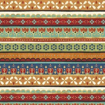 1 Yd Piece - La Vida Loca Mexican Southwestern Stripes Cotton Fabric M20... - $5.97