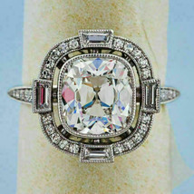 Lab Created Edwardian Engagement Ring 3 Ct Diamond 14K White Gold Finish - £112.44 GBP
